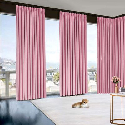 Extra Long Blackout Double Pinch Pleated Curtain Solid Room Darkening Curtain for Bedroom Livingroom With Easy Hanging Option Via Inserted Hooks-1 Panel-.width 84 x length 96 Inch, Pink