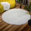 Latepis White Round Rug 6.7 ft, Faux Fur Sheepskin Circle Rug for Living Room, Fluffy Washable Rug for Bedroom, Teen Room, Dorm, Cute Room Dcor view 2