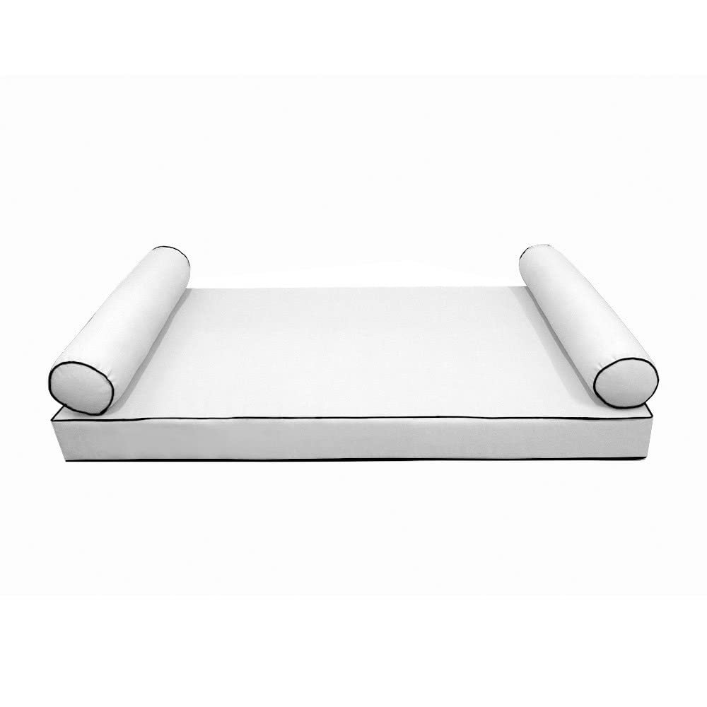 Prolinemax Style 5 - Mattress & Pillow Bolster for Outdoor Indoor Daybed Porch Swing Bed Contrast Trim Crib Size AD106 | Covers ONLY |