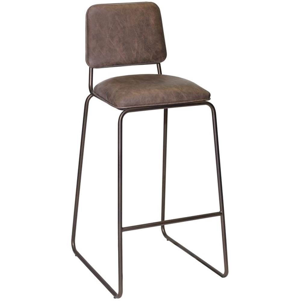 Steve Silver Mesa Metal Bar Stool with Cocoa Brown Faux Leather Seat