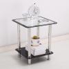 ZSH Coffee Table, Nordic Living Room Sofa Side Table, Tempered Glass Bedside Table, Stainless Steel Legs, Small Square Table, Telephone Table (Color : B) view 1