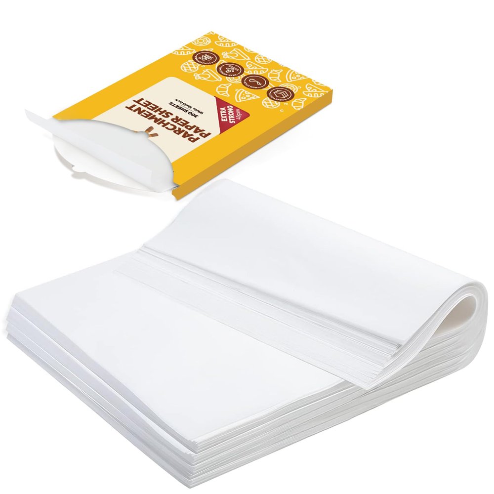 Katbite Parchment Paper, Heavy Duty 12x16 inches Baking Paper, 300 Sheets Oil-proof and Non-stick Parchment Paper Sheets Perfect for Air Fryer, Grilling,Cooking and Wrapping [Extra Strong Series]