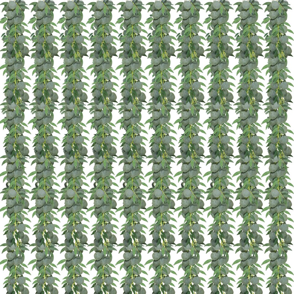 10 Pack Artificial Eucalyptus Garland with Willow Leaves 6.4 ft Artificial Greenery Vine Swag Faux Silver Dollar and Willow Leaves Garland for Wedding Table Runner Doorway Decoration Indoor Outdoor