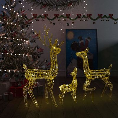 Tidyard Reindeer Family Christmas Decoration, Warm White LED Acrylic Oblong Shape with 8 Lighting Modes for Indoor Outdoor Holiday Display