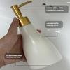 280ml Liquid Soap Dispenser for Bathroom with Gold Pump,Dish Dispenser for Kitchen,Refillable Countertop Lotion Dispenser, Ceramics White Hand Soap Dispenser(Cone White Bottle) view 2