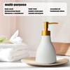 280ml Liquid Soap Dispenser for Bathroom with Gold Pump,Dish Dispenser for Kitchen,Refillable Countertop Lotion Dispenser, Ceramics White Hand Soap Dispenser(Cone White Bottle) view 4
