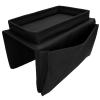Shanrya Sofa Armrest Organizer Caddy, 4 Pockets Couch Armchair Caddy TV Remote Control Holder Bag with Cup Tray for Snacks Glasses Smartphone Magazines(11.8x7.1x7.1in-Black) view 4