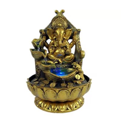 Ganesha Statues Indoor Water Fountain, Elephant Buddah Statute Tabletop Fountain with Rolling Ball, Zen Fountain for Home Office Bedroom Desk Decoration (Style 6)