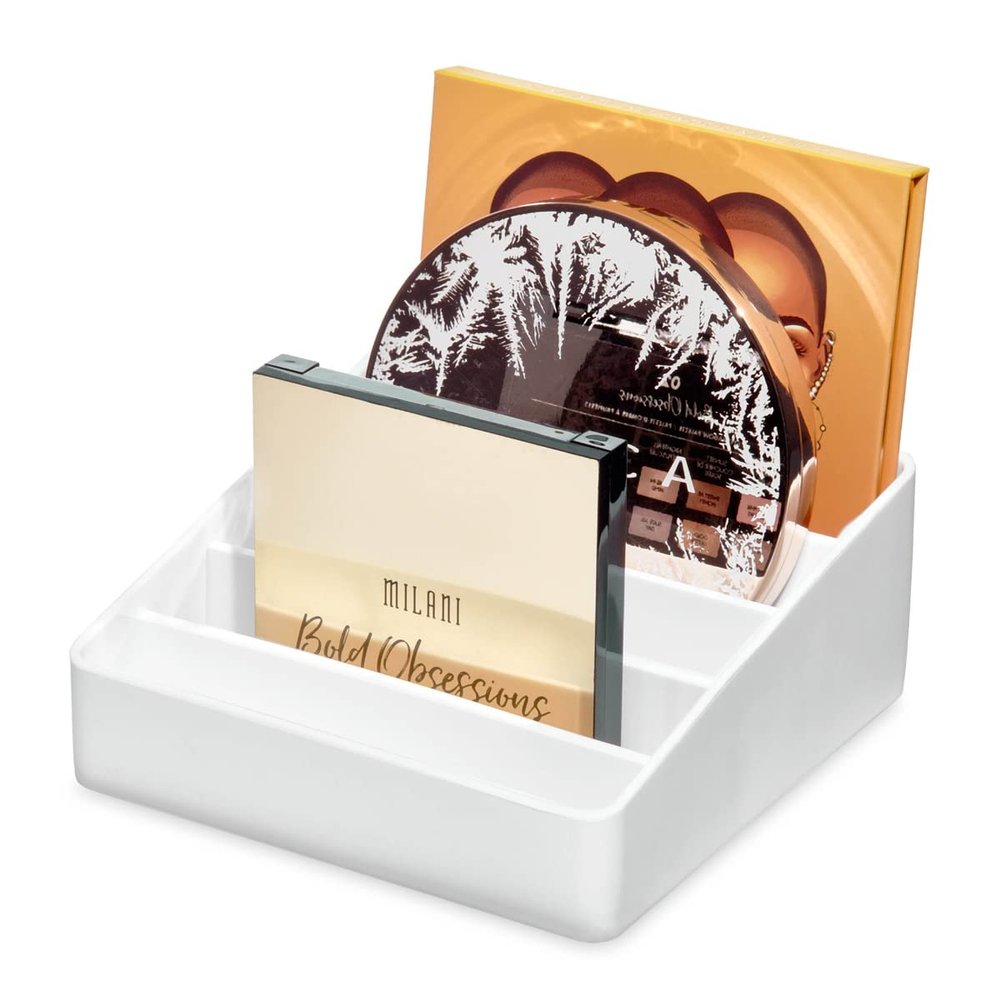 iDesign The Sarah Tanno Collection Silicone Makeup Palette Holder and Cosmetic Organizer, White