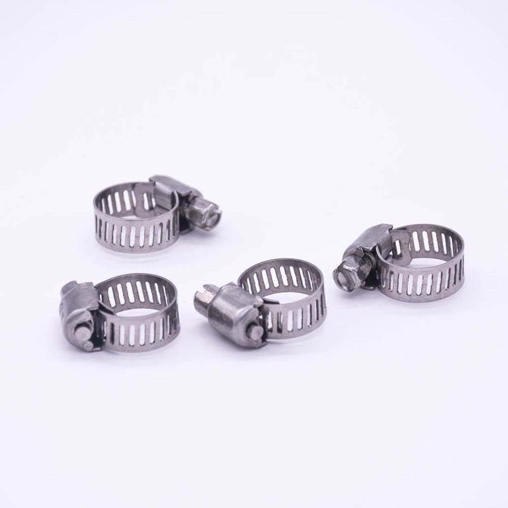 5 PCS Hose Clamp 16-25mm 3/4" 1" 304 Stainless Worm Drive Spring Clip Water Fuel Line Homebrew