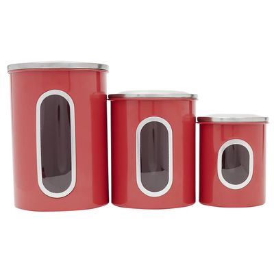 3 Piece Canister Set for the Kitchen by Home Basics | Kitchen Jars with Transparent Window | 3 Different Sizes | Kitchen Storage Containers with Silicone Gasket