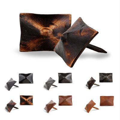 25 Pack 1" Square Head Iron Clavos Decorative Nails  Oil Rubbed Bronze  Handmade Rustic Square Fasteners for Farmhouse Shutters, Barn Doors, Shutters, and Gates  Ornamental Wood Accent