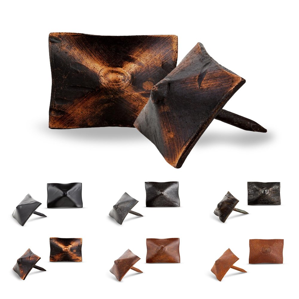 25 Pack 1" Square Head Iron Clavos Decorative Nails  Oil Rubbed Bronze  Handmade Rustic Square Fasteners for Farmhouse Shutters, Barn Doors, Shutters, and Gates  Ornamental Wood Accent