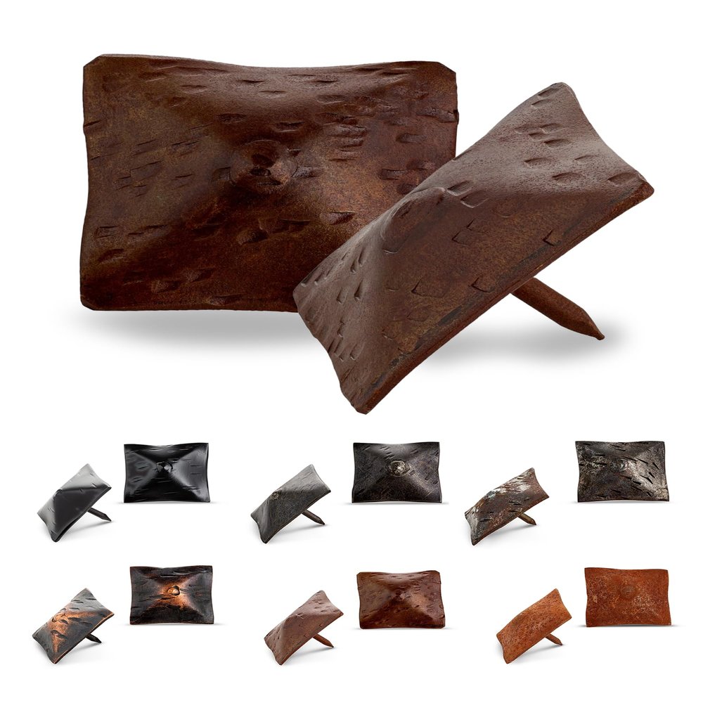 25 Pack 1.5" Square Head Iron Clavos Decorative Nails Sealed Rusted Handmade Rustic Square Fasteners for Farmhouse Shutters, Faux Wood, Barn Doors, Shutters, Gates Ornamental Wood Accent
