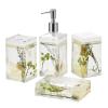 Locco Decor 4 Piece Acrylic Liquid 4D Floating Motion Bathroom Vanity Accessory Set Garden Botanic Green Plants Toothbrush Holder, Tumbler, Soap Dispenser, Soap Dish view 1