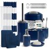Clara Clark Bathroom Set - Navy Bathroom Accessories Set, Bathroom Sets with Shower Curtain and Rugs, 23PC Shower Curtain Set with Liner, Soap Dispenser, Soap Dish, Toilet Brush Holder, and Trash Can view 1