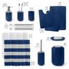 Clara Clark Bathroom Set - Navy Bathroom Accessories Set, Bathroom Sets with Shower Curtain and Rugs, 23PC Shower Curtain Set with Liner, Soap Dispenser, Soap Dish, Toilet Brush Holder, and Trash Can view 2