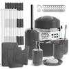 Clara Clark Bathroom Set - Gray Bathroom Accessories Set, Bathroom Sets with Shower Curtain and Rugs, 23PC Shower Curtain Set with Liner, Soap Dispenser, Soap Dish, Toilet Brush Holder, and Trash Can view 1