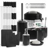 Clara Clark Bathroom Set - Black Bathroom Accessories Set, Bathroom Sets with Shower Curtain and Rugs, 23PC Shower Curtain Set with Liner, Soap Dispenser, Toilet Brush, & Trash Can view 1