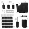 Clara Clark Bathroom Set - Black Bathroom Accessories Set, Bathroom Sets with Shower Curtain and Rugs, 23PC Shower Curtain Set with Liner, Soap Dispenser, Toilet Brush, & Trash Can view 2