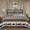 3 Piece Reversible Quilt Set with Shams | All-Season Soft & Lightweight Bedspread | Rustic Lodge Cabin Printed Plaid Design | Cedar Creek Collection (King, Chocolate/Green) view 1