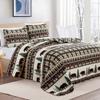 3 Piece Reversible Quilt Set with Shams | All-Season Soft & Lightweight Bedspread | Rustic Lodge Cabin Printed Plaid Design | Cedar Creek Collection (King, Chocolate/Green) view 2