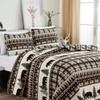 3 Piece Reversible Quilt Set with Shams | All-Season Soft & Lightweight Bedspread | Rustic Lodge Cabin Printed Plaid Design | Cedar Creek Collection (King, Chocolate/Green) view 4