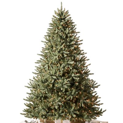 Balsam Hill 4.5ft Pre-Lit Classic Blue Spruce - Artificial Christmas Tree with 300 Clear Incandescent Lights, Easy Plug Technology, Premium Stand for Indoor Holiday Decorating