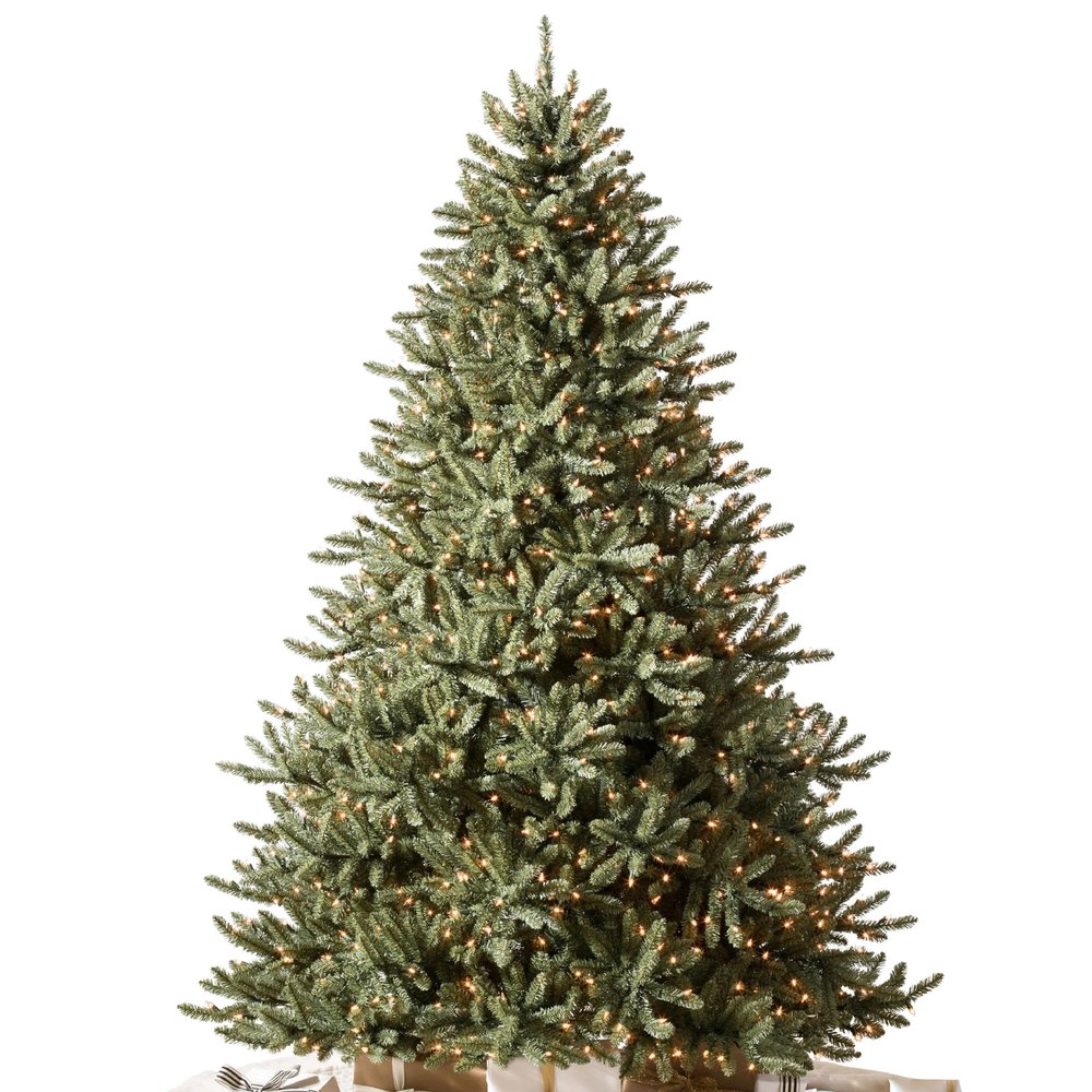 Balsam Hill 4.5ft Pre-Lit Classic Blue Spruce - Artificial Christmas Tree with 300 Clear Incandescent Lights, Easy Plug Technology, Premium Stand for Indoor Holiday Decorating