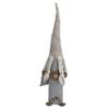 27" Gray and Beige Girl Christmas Gnome with Plaid Toy Sack Figure view 1