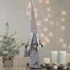 27" Gray and Beige Girl Christmas Gnome with Plaid Toy Sack Figure view 2