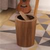 DRSFF Wooden Clamshell Trash Creative Round Wastebasket for Living Room Bedroom Kitchen Office Waste Paper Basket Storage Bucket Bathrooms Large Trash Bins view 1