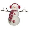 21.5-Inch White and Red Snowflake Sherpa Plush Snowman Christmas Decoration view 1