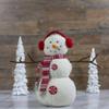 21.5-Inch White and Red Snowflake Sherpa Plush Snowman Christmas Decoration view 2