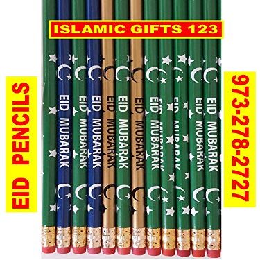 Islamic Gifts 123 Eid Pencils [ 100 ] Eid Favors Eid Mubarak Pencils Happy Eid Customized Party Favors Eid decor Arabic Novelty Ramadan Decor Muslim Gifts Wholesale (100)