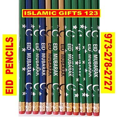 Islamic Gifts 123 Eid Pencils [ 100 ] Eid Favors Eid Mubarak Pencils Happy Eid Customized Party Favors Eid decor Arabic Novelty Ramadan Decor Muslim Gifts Wholesale (100)