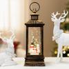 11" Black with Brushed Gold LED Snowman Family Christmas Lantern Snow Globe view 2
