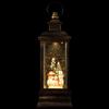 11" Black with Brushed Gold LED Snowman Family Christmas Lantern Snow Globe view 3
