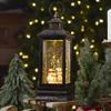 11" Black with Brushed Gold LED Snowman Family Christmas Lantern Snow Globe view 4