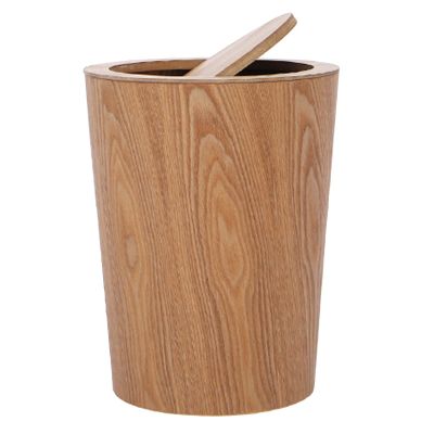 DRSFF Garbage Can Simple Round Clamshell Trash Bins for Kitchen Bathrooms Living Room Bedroom Office Under Desk Waste Paper Basket Wooden Large Wastebasket