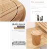 DRSFF Garbage Can Simple Round Clamshell Trash Bins for Kitchen Bathrooms Living Room Bedroom Office Under Desk Waste Paper Basket Wooden Large Wastebasket view 3