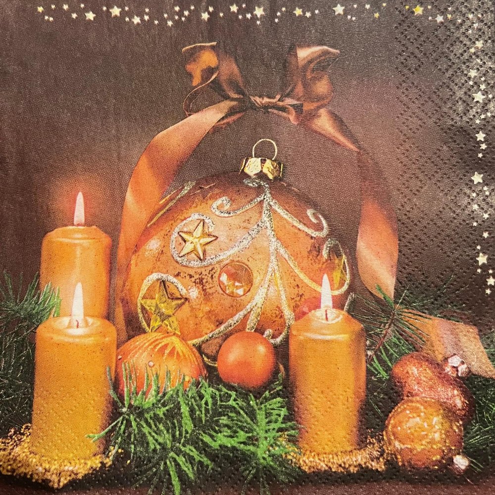 Keep Unique 20-ct 13x13 Christmas Paper Luncheon Decoupage Napkins, 3-Ply Servilletas Candl & Baubles Napkin for Art, Dinner and Party, Disposable Napkins Decor (Love Shabby Chic)