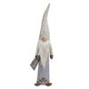 23" Gray and Beige Boy Christmas Gnome with Plaid Toy Sack Figure view 1