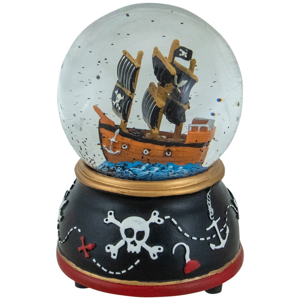 5" Children's Musical Pirate Ship at Sea Snow Globe