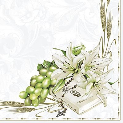 Keep Unique 20-ct 13x13 Flowers Paper Lilies Luncheon Decoupage Napkins, 3-Ply Servilletas Printed Flower Lilies Cocktail Napkin for Art, Dinner and Party, Disposable Napkins Decorative