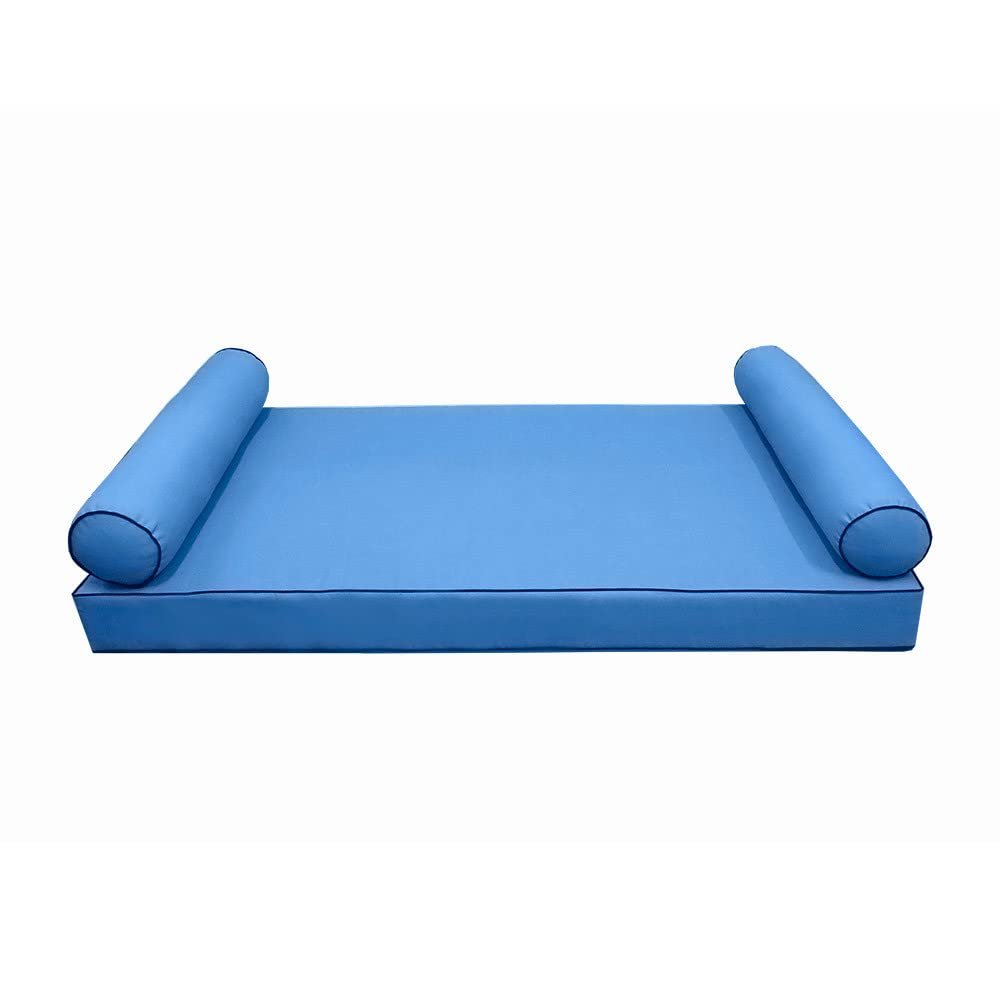 Prolinemax Style 5 - Mattress & Pillow Bolster for Outdoor Indoor Daybed Porch Swing Bed Contrast Trim Twin Size AD102 | Covers ONLY |