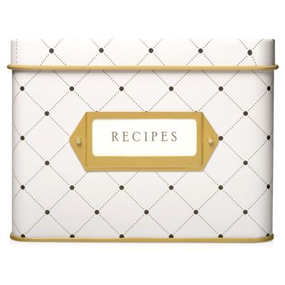 Jot & Mark Decorative Recipe Tin Box for Recipe Cards, Greeting Card Holder | Holds Hundreds of 4 x 6 Cards
