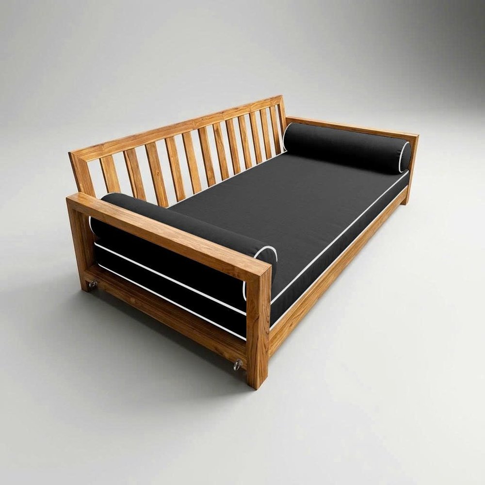 Prolinemax Style 5 - Mattress & Pillow Bolster for Outdoor Indoor Daybed Porch Swing Bed Contrast Trim Twin Size AD003 | Covers ONLY |