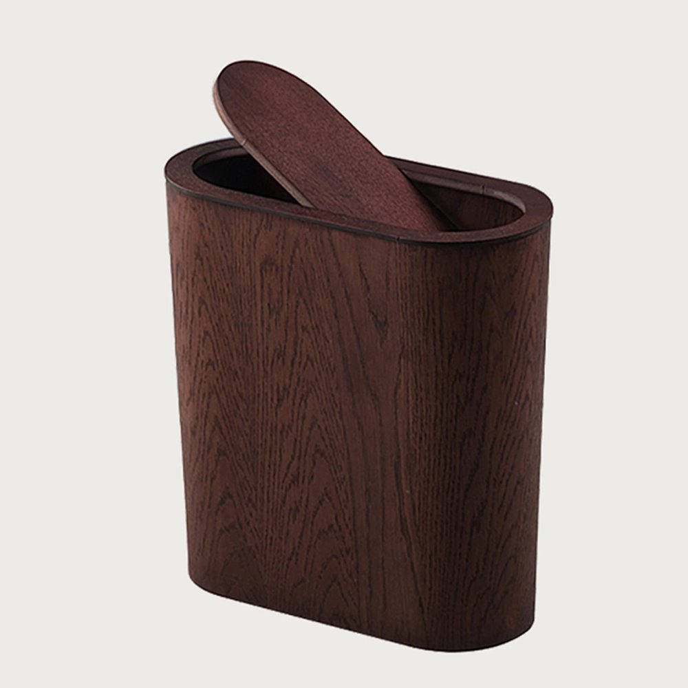 DRSFF Ultra-Narrow Trash Can for Bathroom Kitchen Gap  Nordic Wooden Large Garbage Bin Bedroom Offices Durable Rubbish Container Wastebasket with Swing Top Lid (Color : C)