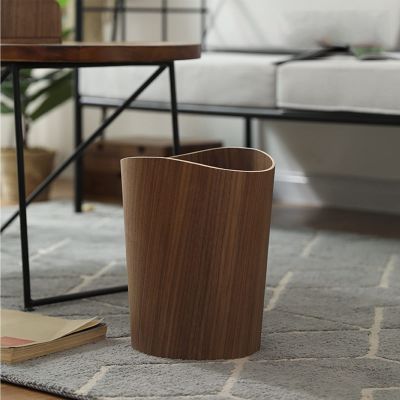 DRSFF Nordic Wooden Trash Can, Home Living Room Without Cover Waste Bin Round Paper Recycling Basket, Natural Wood Garbage Bucket for Bedroom Living Room Bathroom Office (Color : A)